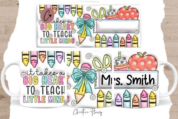 3D Inflated Personalized Teacher Mug PNG