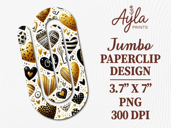 Gold Heart Love Jumbo Paperclip Design