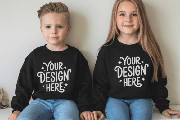 Kids Front and Back Sweatshirt Mockup 19