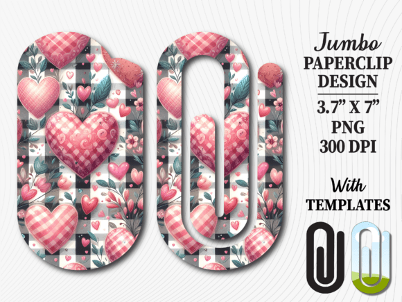 Pink Buffalo Plaid Heart Jumbo Paperclip