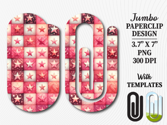 Pink Stars Gingham Jumbo Paperclip: A Practical Design Asset for Creative Professionals