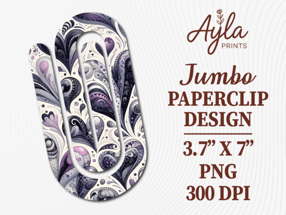 Purple Floral Swirl Jumbo Paperclip: A Creative Solution for Digital Crafting