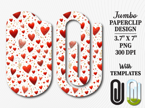 Red Mini Hearts Jumbo Paperclip Design