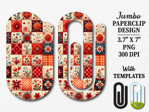 Red Patchwork Quilt Jumbo Paperclip: The Perfect Blend of Craft and Functionality