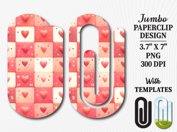 Retro Heart Checkerboard Jumbo Paperclip