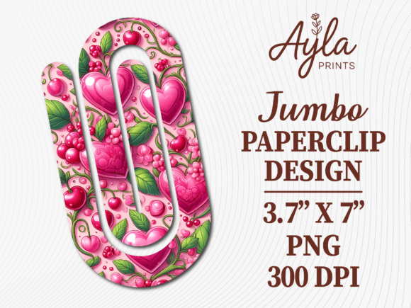 Transform Your Valentine's Day Creations with the Pink Floral Valentines Jumbo Paperclip Design