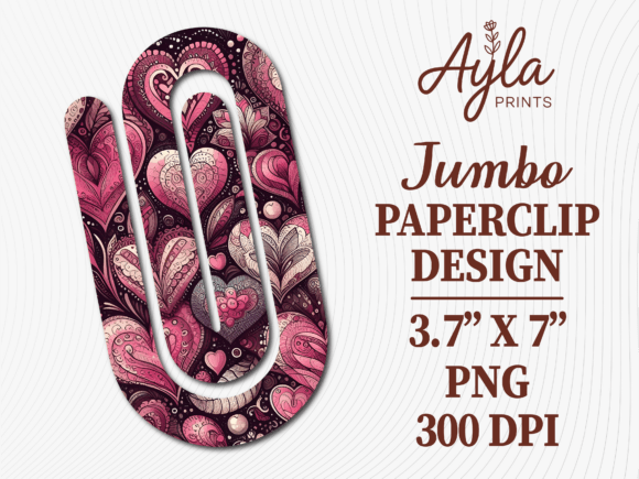 Unleash Creativity with the Aesthetic Heart Valentine's Day Jumbo Paperclip Sublimation Design