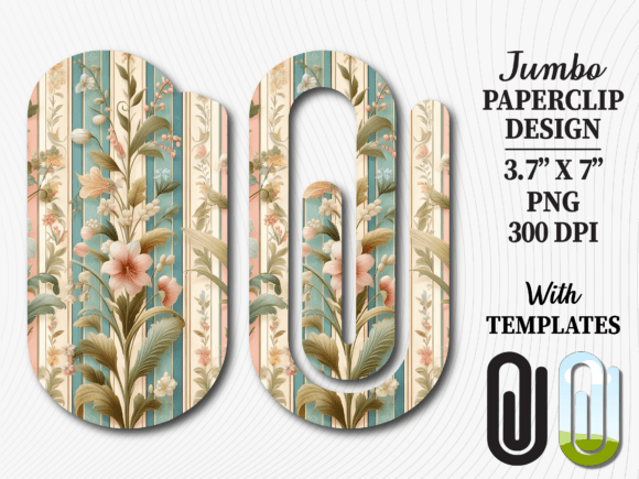 Vintage Floral Shabby Jumbo Paperclip