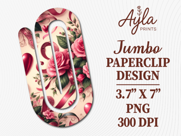 Vintage Rose Ribbon Jumbo Paperclip PNG